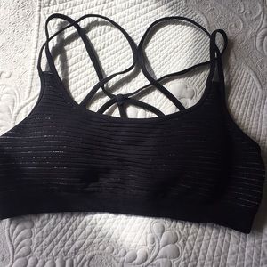 Fabletics Black with metallic stripe exercise top